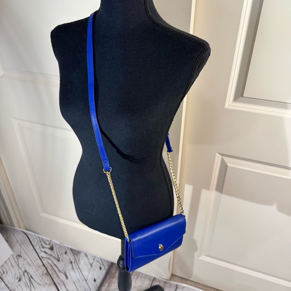 Stella & Max Elegant Royal Blue Leather Crossbody/Clutch Bag - Picture 2 of 8